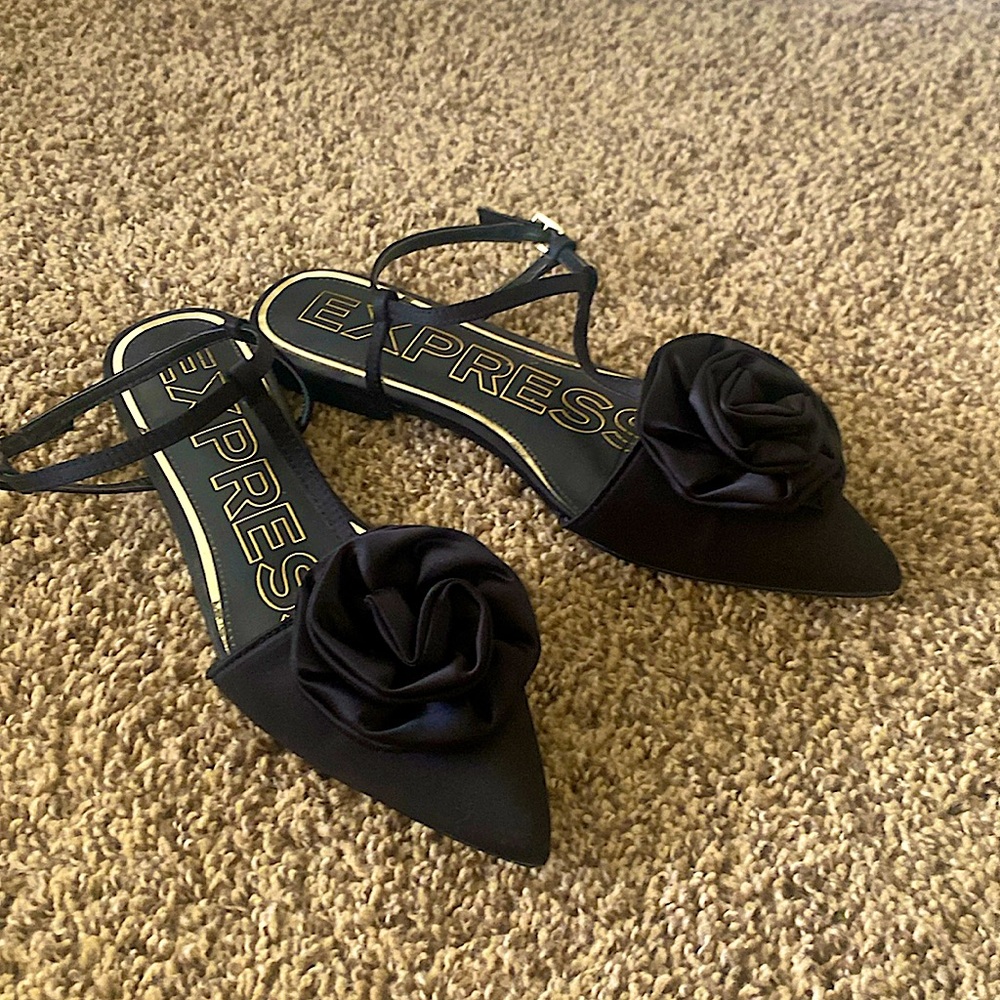 Black Satin Pointy flats